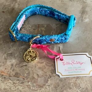 Lilly Pulitzer Blue Dog Collar with Gold Charm